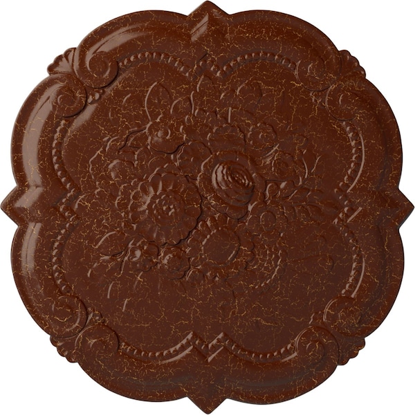 Ekena Millwork Victorian Ceiling Medallion, Hand-Painted Burnished Mahogany Crackle, 24 3/8"OD x 1"P CM24VIBMC - main